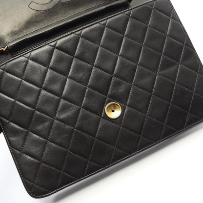 Chanel Shoulder Bag Matelasse Black Lambskin Matelasse Push Lock Chain Shoulder