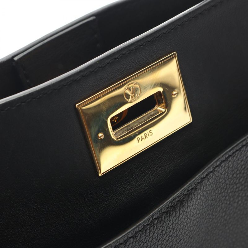 Louis Vuitton Handbag On My Side MM Monogram Taffetage Noir Black M53826 Noir