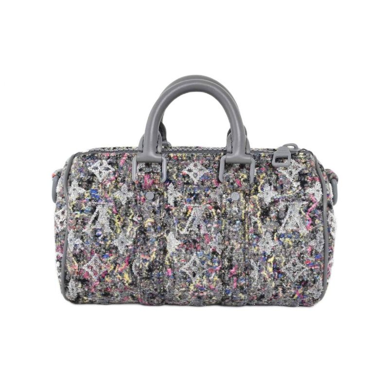 Louis Vuitton Keepall XS Monogram LV Felt Tweed 2WAY Shoulder Bag Handbag Gray
