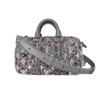 Louis Vuitton Keepall XS Monogram LV Felt Tweed 2WAY Shoulder Bag Handbag Gray