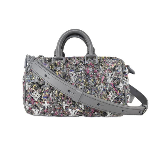 Louis Vuitton Keepall XS Monogram LV Felt Tweed 2WAY Shoulder Bag Handbag Gray