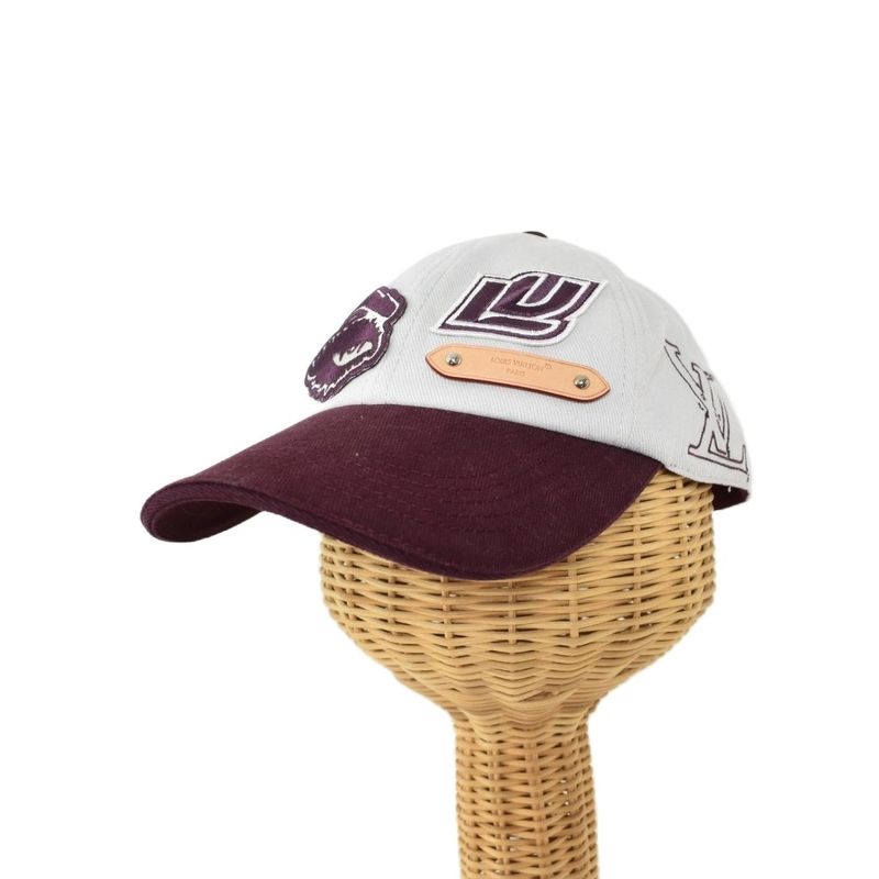 Louis Vuitton League Cap Logo Hat Gray Bordeaux M7176l
