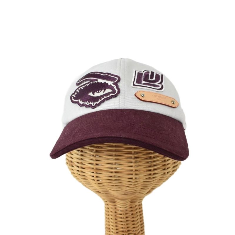 Louis Vuitton League Cap Logo Hat Gray Bordeaux M7176l