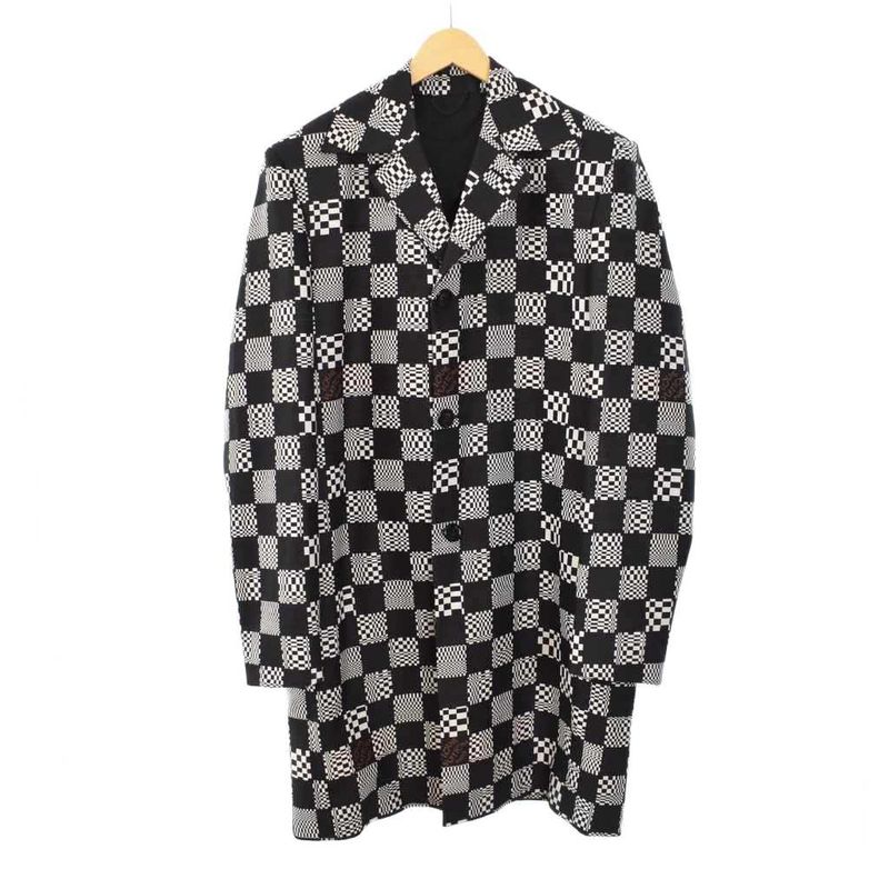 Louis Vuitton 21SS Distorted Damier Chester Coat Stainless Steel Collar 48