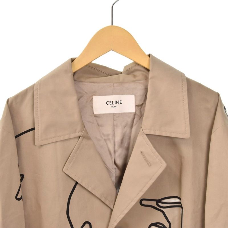 Celine Artist Print Mac Coat Trench Coat 46 Beige 2m822460q