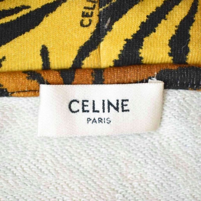 Celine Pullover Hoodie Logo Taiga Pattern Animal Pattern XL Brown 2y571582q