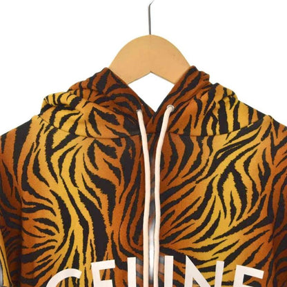Celine Pullover Hoodie Logo Taiga Pattern Animal Pattern XL Brown 2y571582q