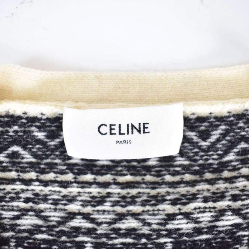 Celine 21SS THE Dancing KID Cardigan All Over Pattern M Ivory 2a08l715m