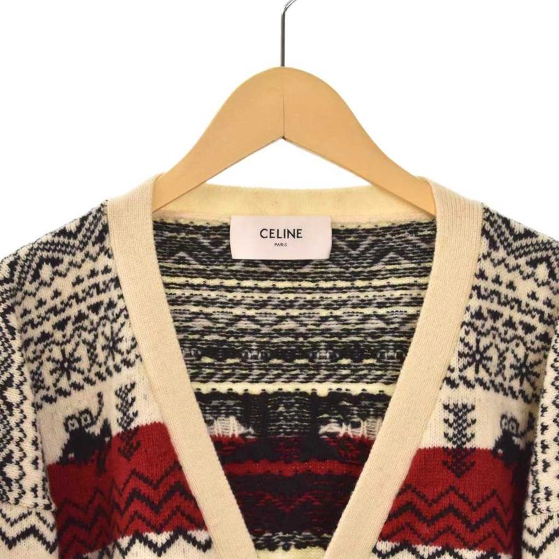 Celine 21SS THE Dancing KID Cardigan All Over Pattern M Ivory 2a08l715m