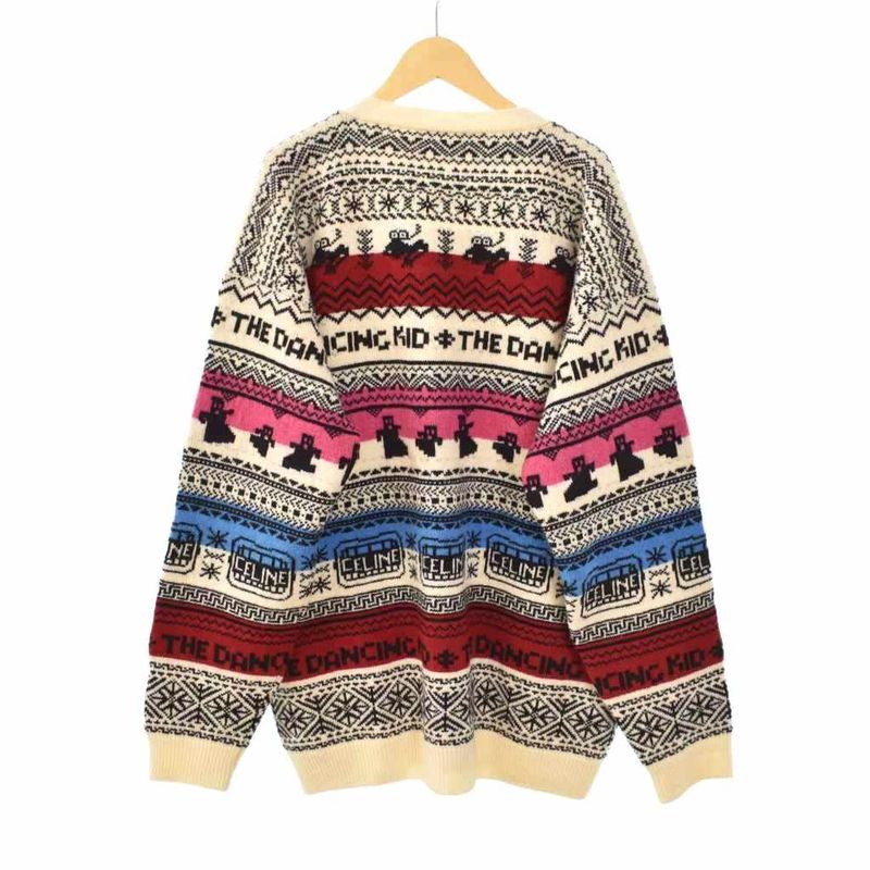 Celine 21SS THE Dancing KID Cardigan All Over Pattern M Ivory 2a08l715m