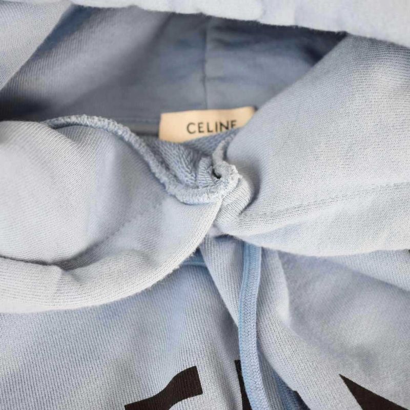 Celine Loose Hoodie Logo Pullover Parka XL Light Blue Light Blue 2y321670q