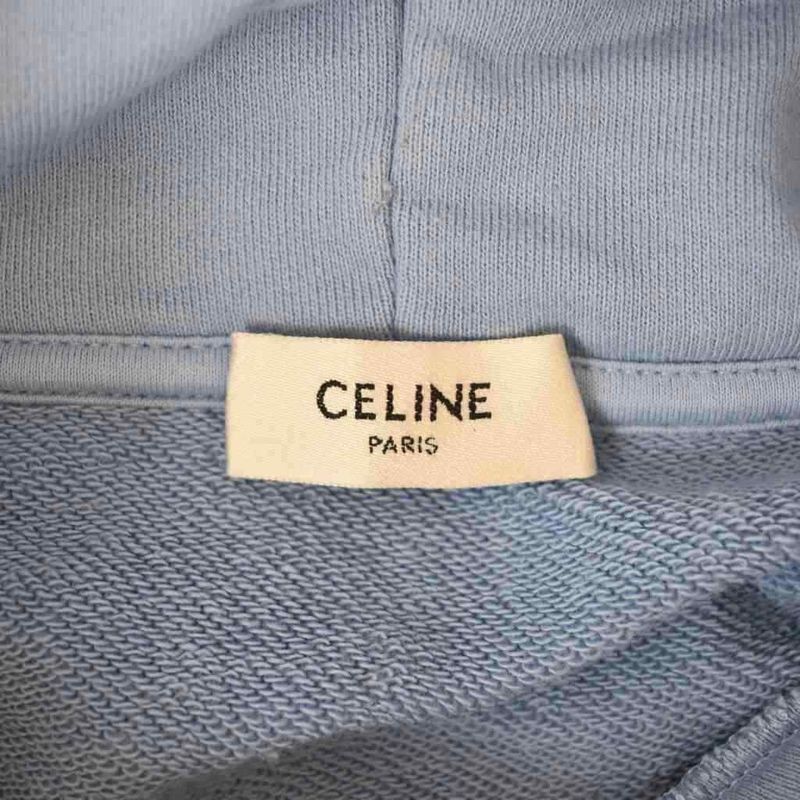 Celine Loose Hoodie Logo Pullover Parka XL Light Blue Light Blue 2y321670q