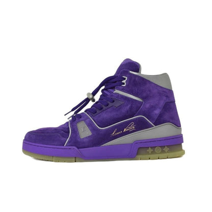 Louis Vuitton LV Trainer Line Suede High Cut Sneakers 9 Purple Vl0169