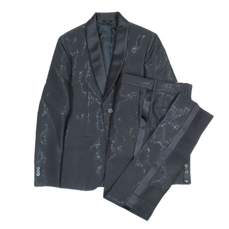 Unused Fendi Tuxedo Suit Zucca Pattern Tailored Jacket Sideline Pants Setup