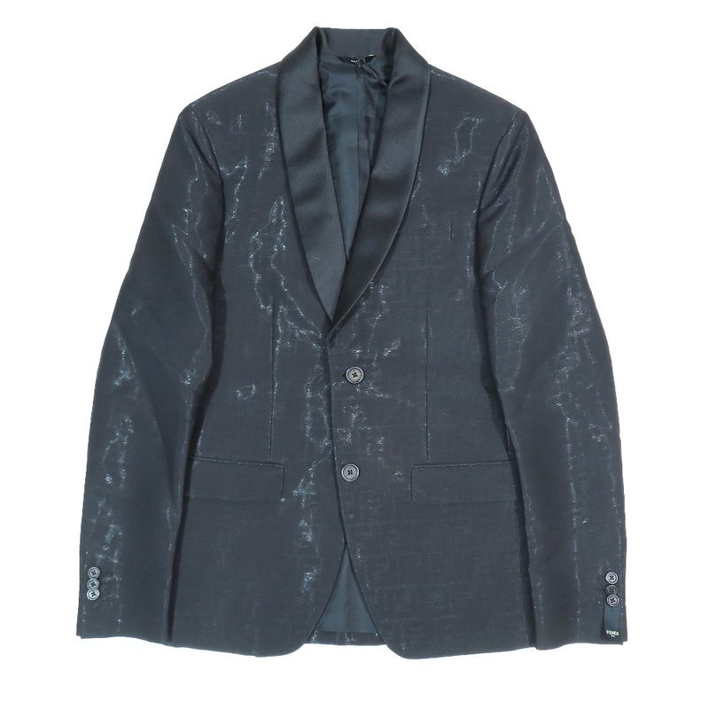 Unused Fendi Tuxedo Suit Zucca Pattern Tailored Jacket Sideline Pants Setup