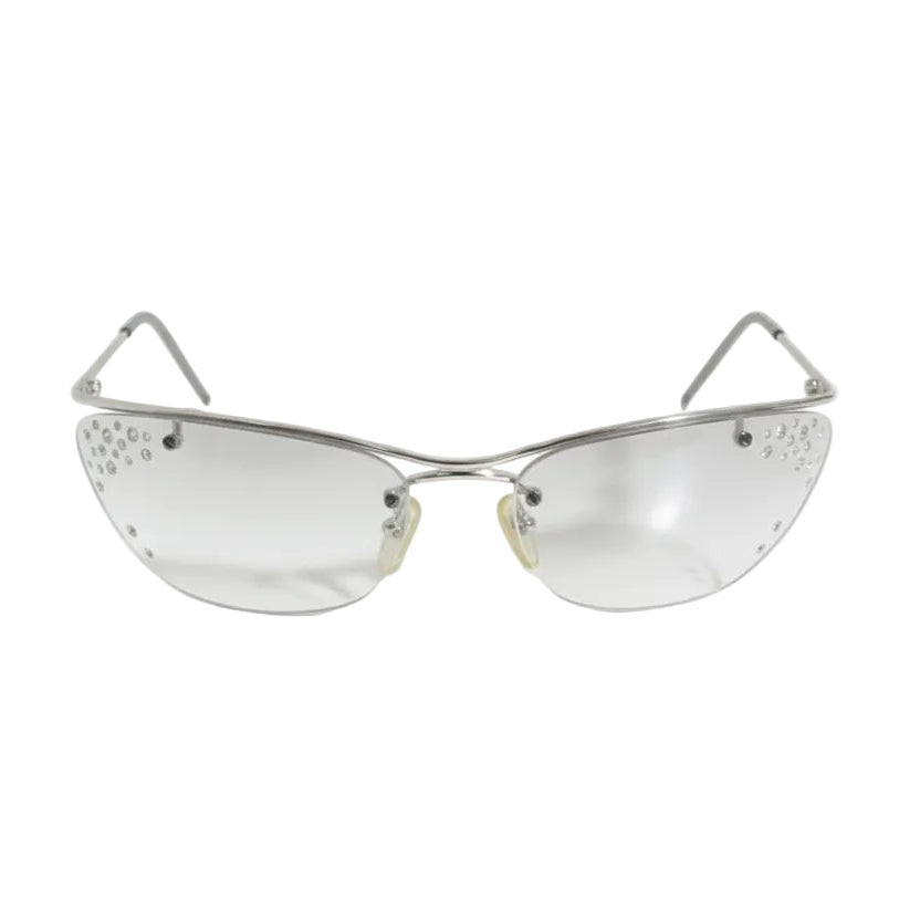 Christian Dior Flash STR Sunglasses With Rhinestones 6218 115 Silver Color