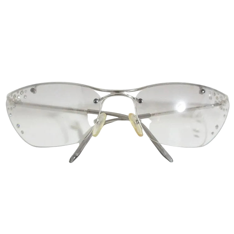 Christian Dior Flash STR Sunglasses With Rhinestones 6218 115 Silver Color