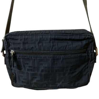Good Quality Fendi Zucca Pattern Shoulder Bag Pouch Black Ladies Used