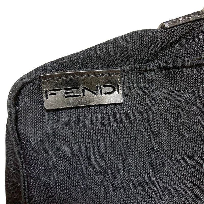 Good Quality Fendi Zucca Pattern Shoulder Bag Pouch Black Ladies Used