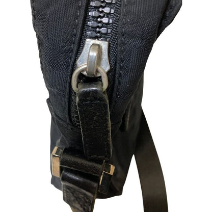 Good Quality Fendi Zucca Pattern Shoulder Bag Pouch Black Ladies Used