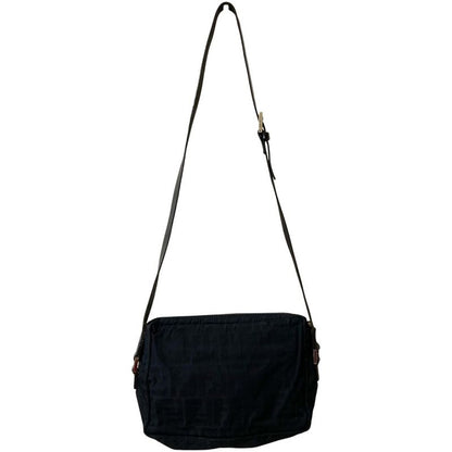 Good Quality Fendi Zucca Pattern Shoulder Bag Pouch Black Ladies Used