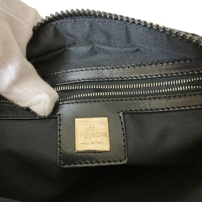 Good Quality Fendi Zucca Pattern Shoulder Bag Pouch Black Ladies Used