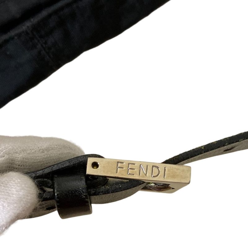 Good Quality Fendi Zucca Pattern Shoulder Bag Pouch Black Ladies Used