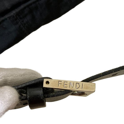 Good Quality Fendi Zucca Pattern Shoulder Bag Pouch Black Ladies Used