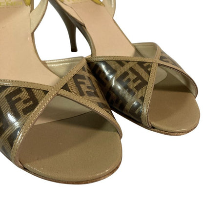 Fendi Zucca Pattern Ring Back Sandals Size 371 2 Approx 23.5cm (9.25in) Beige