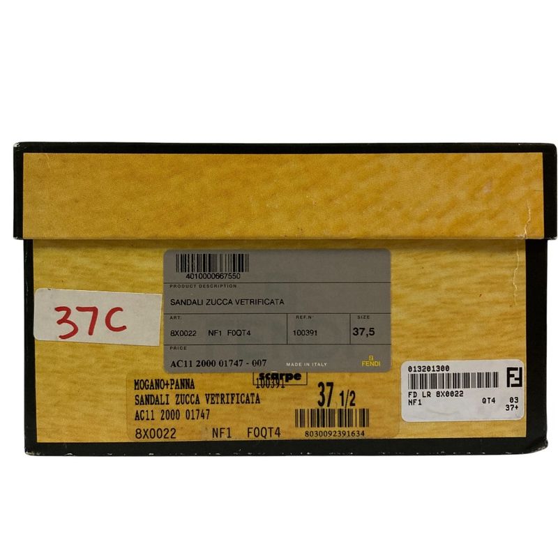 Fendi Zucca Pattern Ring Back Sandals Size 371 2 Approx 23.5cm (9.25in) Beige