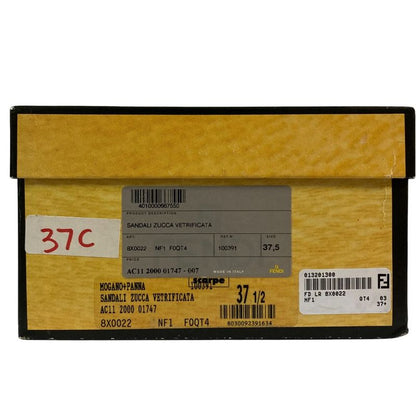 Fendi Zucca Pattern Ring Back Sandals Size 371 2 Approx 23.5cm (9.25in) Beige