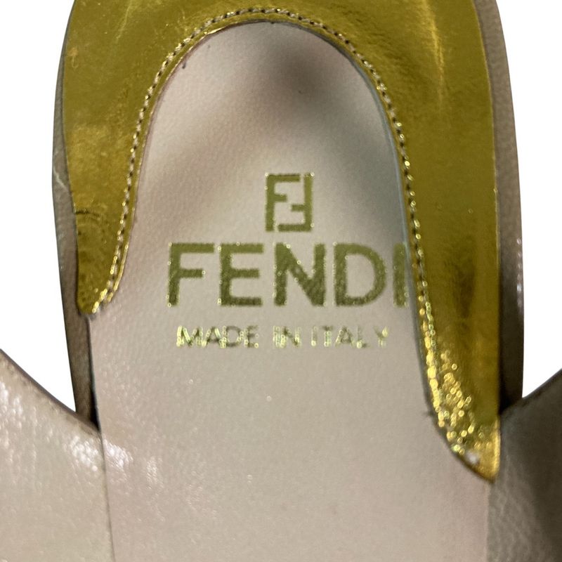 Fendi Zucca Pattern Ring Back Sandals Size 371 2 Approx 23.5cm (9.25in) Beige