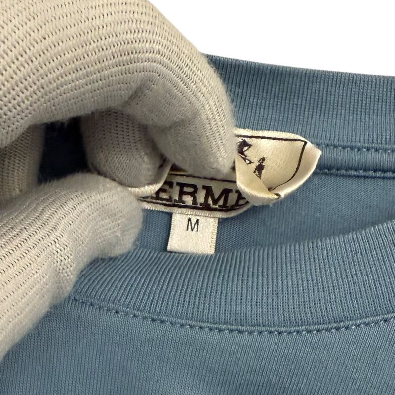 Hermes Short Sleeve T-Shirt Cut And Sewn Size M Light Blue Men's 24SS