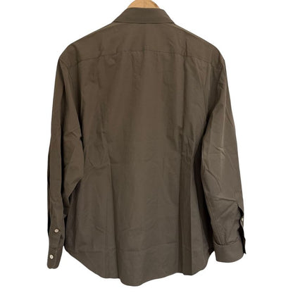 Gucci Long Sleeve Logo Embroidery Broad Shirt 40 15 3 4 Khaki Men's 24SS