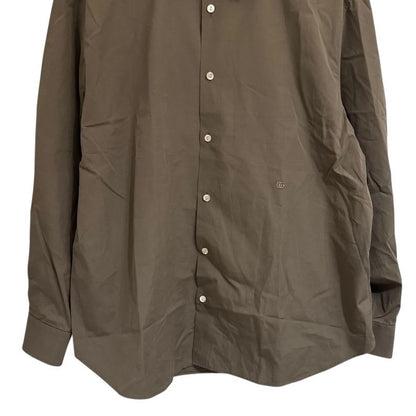 Gucci Long Sleeve Logo Embroidery Broad Shirt 40 15 3 4 Khaki Men's 24SS