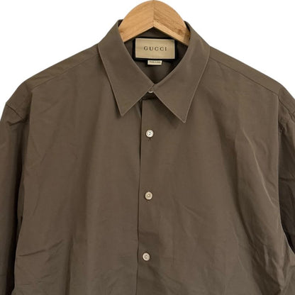 Gucci Long Sleeve Logo Embroidery Broad Shirt 40 15 3 4 Khaki Men's 24SS