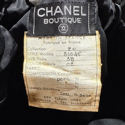 Chanel Vintage Clover Button Knee Length Suede Leather Skirt 38 Black Ladies