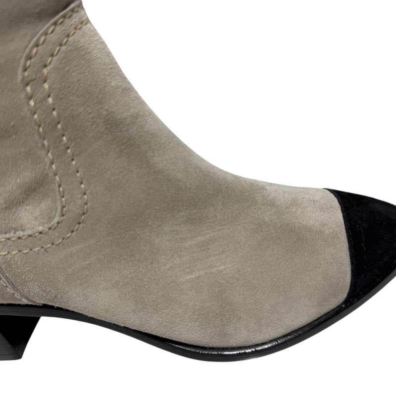 Chanel Suede Bicolor Short Boots Size 35 C 22 cm Beige