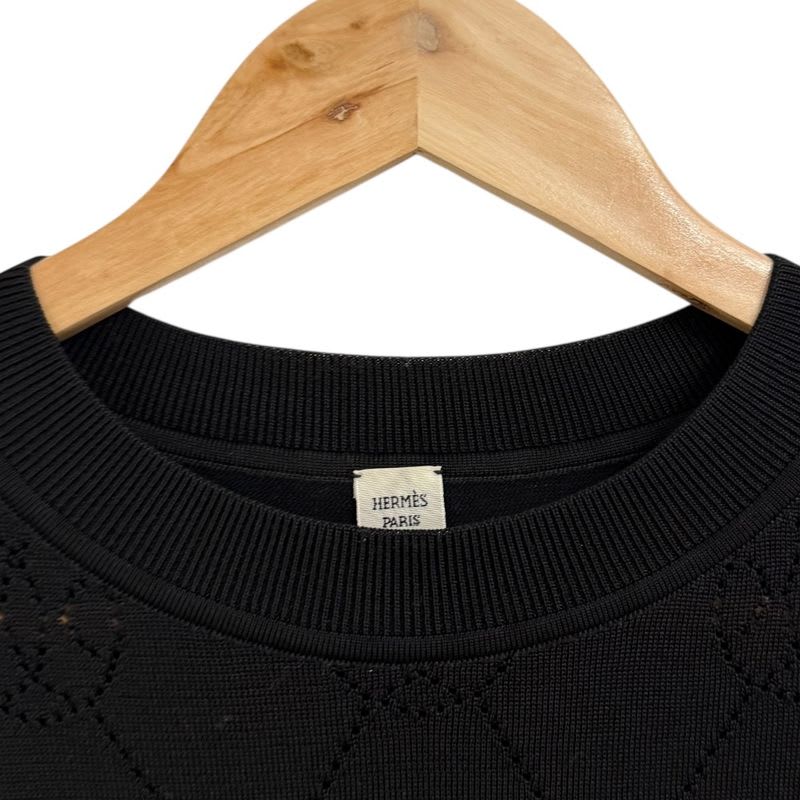 Hermes Short Sleeve H Lift Summer Knit Cut And Sewn 2 E2622 da Size 38 Blac 22SS