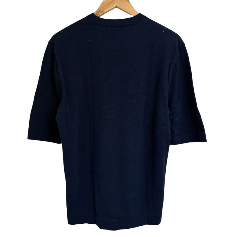 Hermes Short Sleeve Saddle Stitch Knit Cut And Sew M Navy Men's 25SS