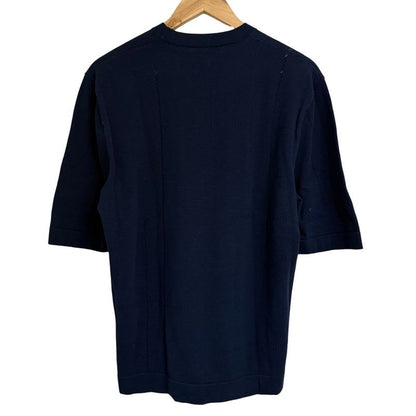 Hermes Short Sleeve Saddle Stitch Knit Cut And Sew M Navy Men's 25SS