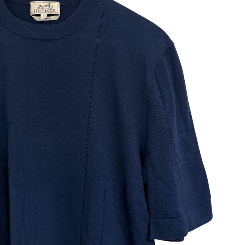 Hermes Short Sleeve Saddle Stitch Knit Cut And Sew M Navy Men's 25SS