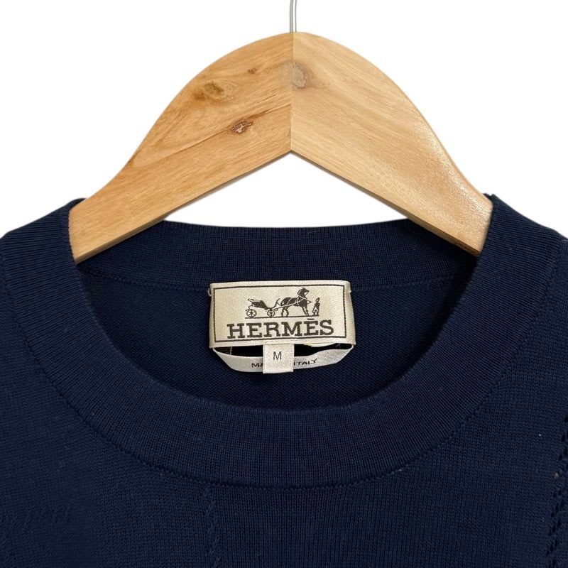 Hermes Short Sleeve Saddle Stitch Knit Cut And Sew M Navy Men's 25SS