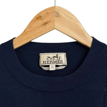 Hermes Short Sleeve Saddle Stitch Knit Cut And Sew M Navy Men's 25SS