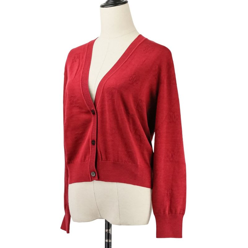 Hermes H Lift Silk Cotton Knit Cardigan 38 Red Ladies