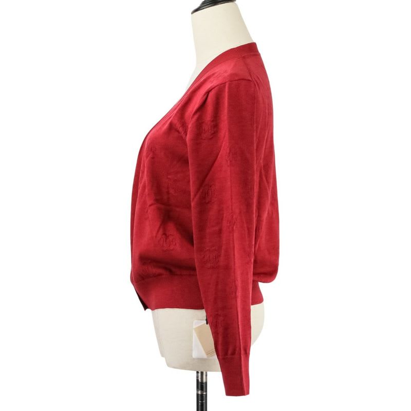 Hermes H Lift Silk Cotton Knit Cardigan 38 Red Ladies
