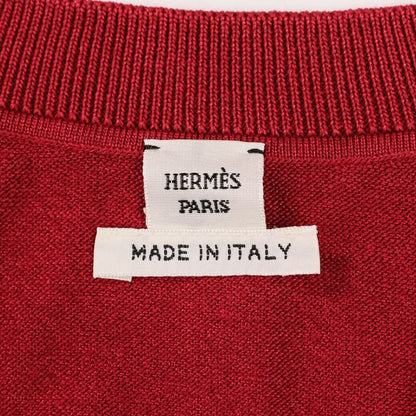 Hermes H Lift Silk Cotton Knit Cardigan 38 Red Ladies
