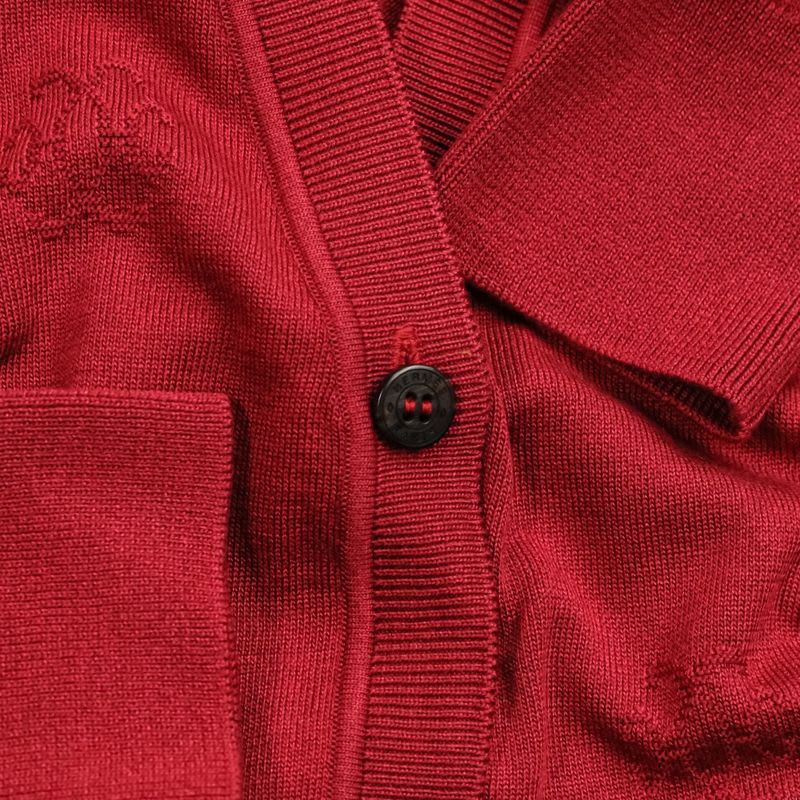 Hermes H Lift Silk Cotton Knit Cardigan 38 Red Ladies