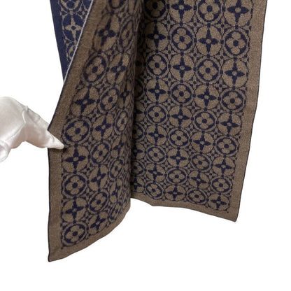 Louis Vuitton Muffler Monogram Echarpe Ski Navy Brown Mens Womens Scarf