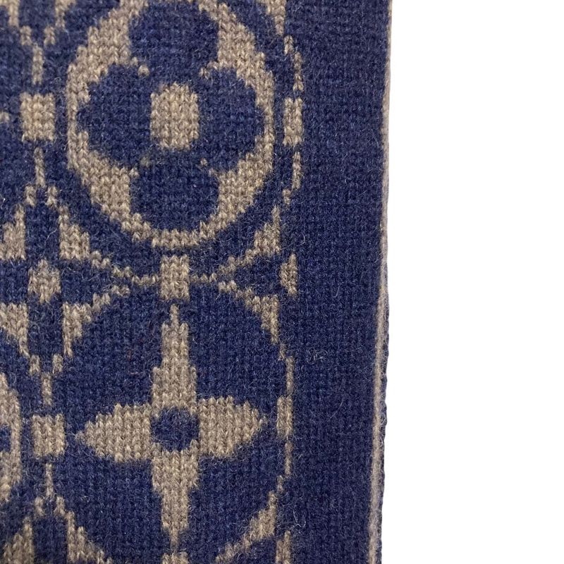 Louis Vuitton Muffler Monogram Echarpe Ski Navy Brown Mens Womens Scarf